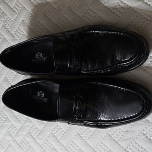 Stafford Classic Black Leather Slip-Ons